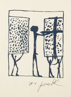 A.R. Penck - Zeldzame handgesigneerde litho, Zonder titel - Ingelijst kopen? Bied vanaf 1!