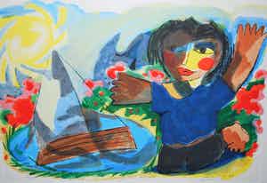 John Lie a Fo - Joyeux enfant - zeefdruk, oplage 50 verkocht voor € 45!