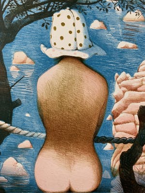 Nicolaas Wijnberg - kleurenlitho - 'Naakt op de kade' - 1982 kopen? Bied vanaf 99!