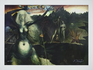 Ernst Fuchs - Gertrude Baschnegger vor dem Lebensbaum - gesigneerde giclee, 2012 kopen? Bied vanaf 40!