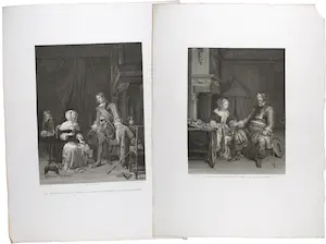 Pierre Audouin - Lot van twee kopergravures, Twee scènes met militairen kopen? Bied vanaf 1!