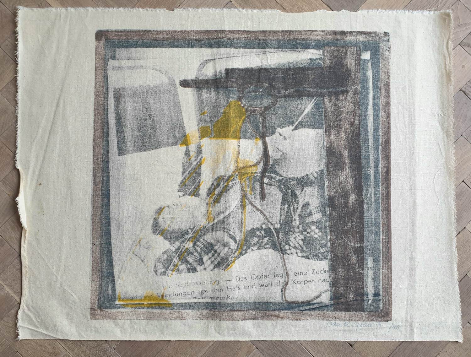 Daniel Spoerri - Selbsterdrosselung - Seriegrafie op kaasdoek - 1970 - editie -/100 kopen? Bied vanaf 350!