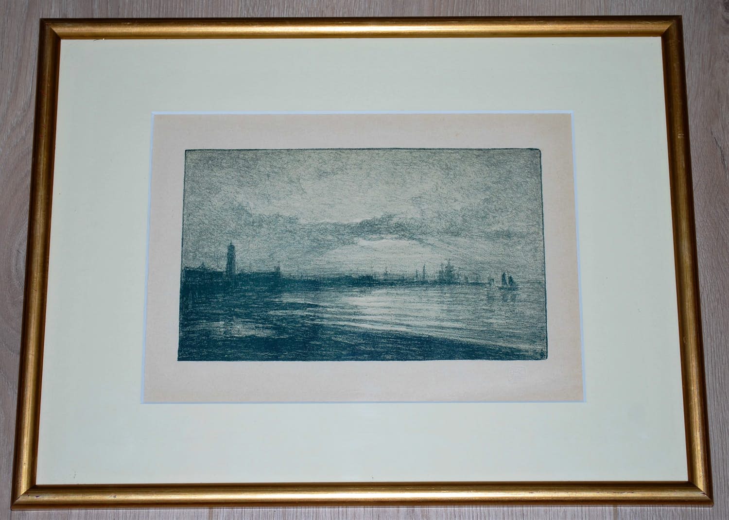 Carel Nicolaas Storm van 's-Gravesande - Decline of day - ingelijste litho 1897 - met monogram en droogstempel verkocht voor € 50!