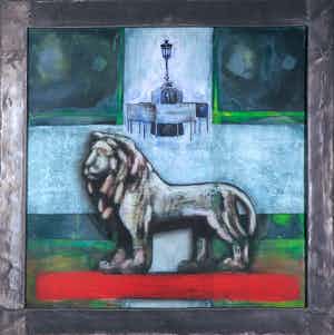 Jan Bollaert - Gemengde techniek op board, Man Monument (Zeer Groot) verkocht voor € 1!