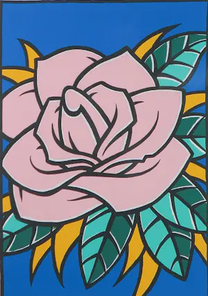 Henk Schiffmacher - Zeefdruk, Roze Roos - Ingelijst kopen? Bied vanaf 150!