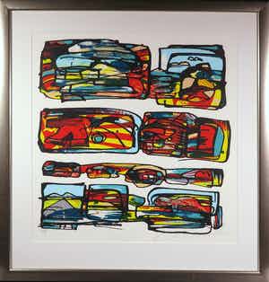 George Heidweiller - Zeefdruk, Zonder titel - Ingelijst (Groot) verkocht voor € 50!