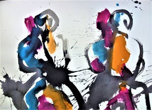 Anton Heyboer - Four women . Krachtige sierlijke kleurige schildering . kopen? Bied vanaf 525!