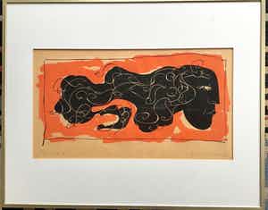 Pavel Husa - Abstract figuur, gesigneerd en ingelijst verkocht voor € 40!