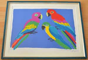 Walasse Ting - 3 parrots verkocht voor € 325!