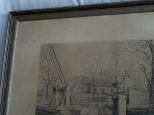 Frans IJserinkhuijsen - Ingelijste ets, “Overtoomse Sluis, Amsterdam” - 1945 kopen? Bied vanaf 35!