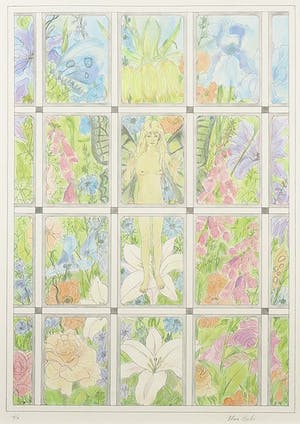 Elma Beks - Met kleurpotlood en aquarel gekleurde litho, Zonder titel - Ingelijst kopen? Bied vanaf 1!