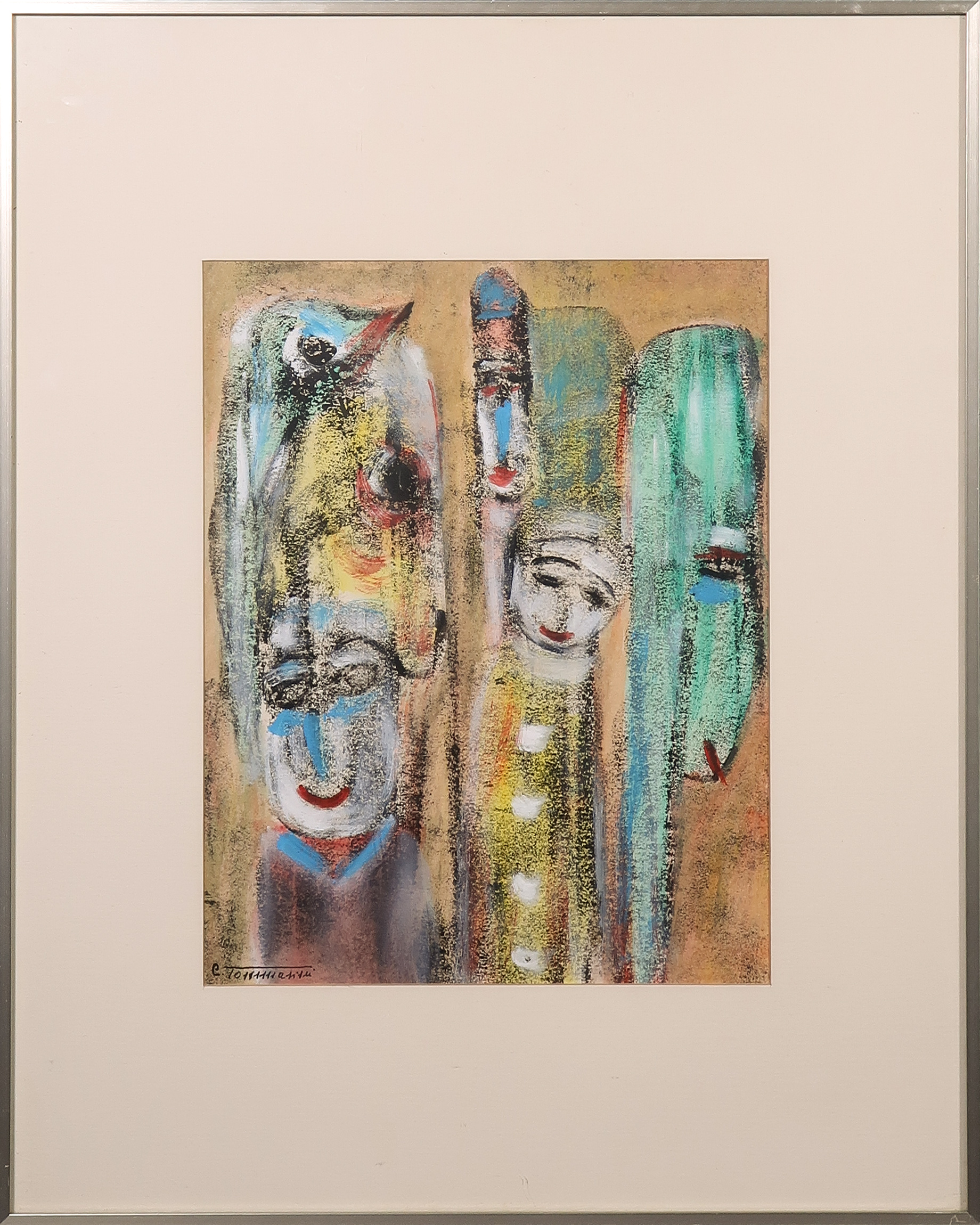 Niet of onleesbaar gesigneerd - Krijttekening, Zonder titel - Ingelijst verkocht voor € 1!