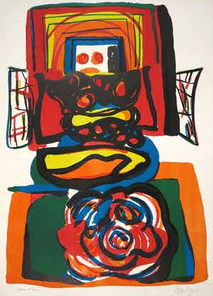 Karel Appel - Zeefdruk, Le Grande Tête Rouge verkocht voor € 450!