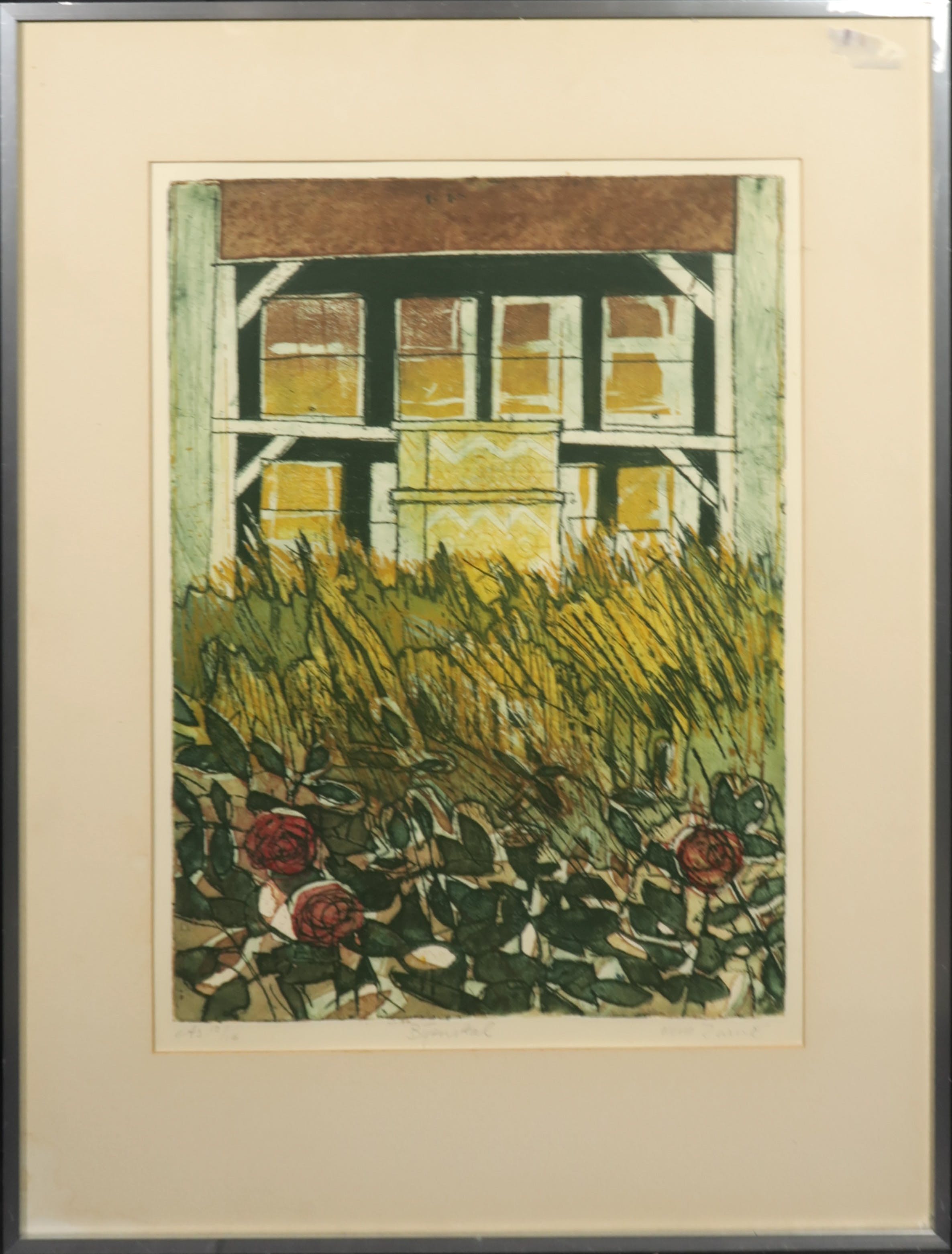 Wim Zurne - Droge naald ets en aquatint, Bijenstal - Ingelijst verkocht voor € 35!