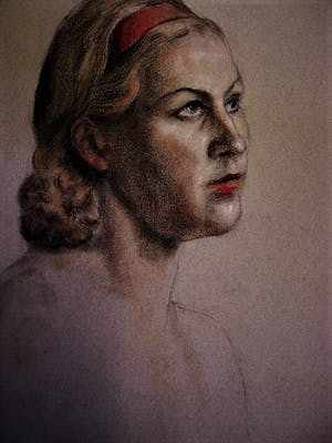 Frits Schiller - Fraai Pastelkrijt op Papier portret van Jonge Vrouw geigneerd kopen? Bied vanaf 1!
