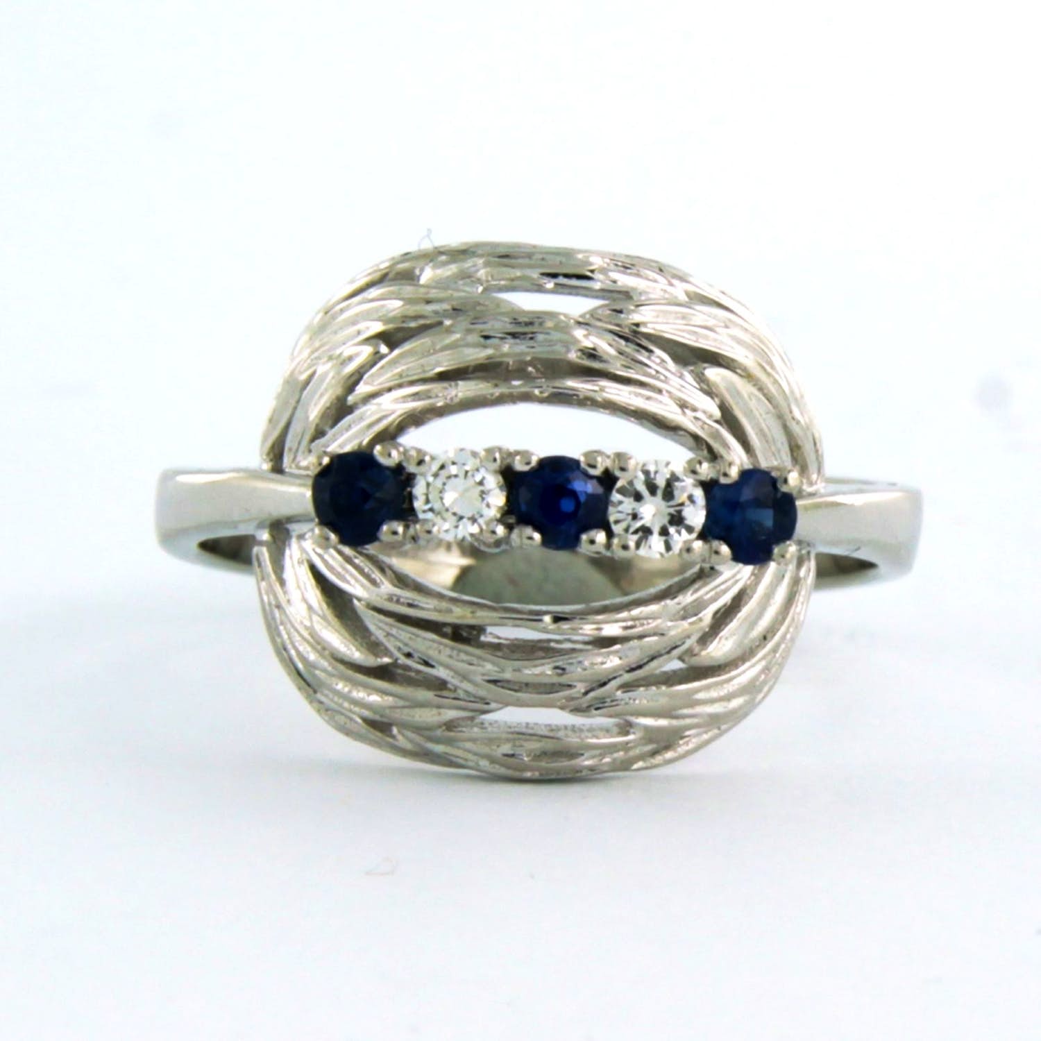 14k wit gouden ring met saffier en briljant geslepen diamanten 0,10ct - rm 17.75 kopen? Bied vanaf 270!