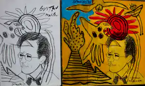 Corneille - Gemengde techniek en houtskool: Gustav Mahler, 1993 + handges.teksten + foto's kaufen? Bieten Sie von 1000!