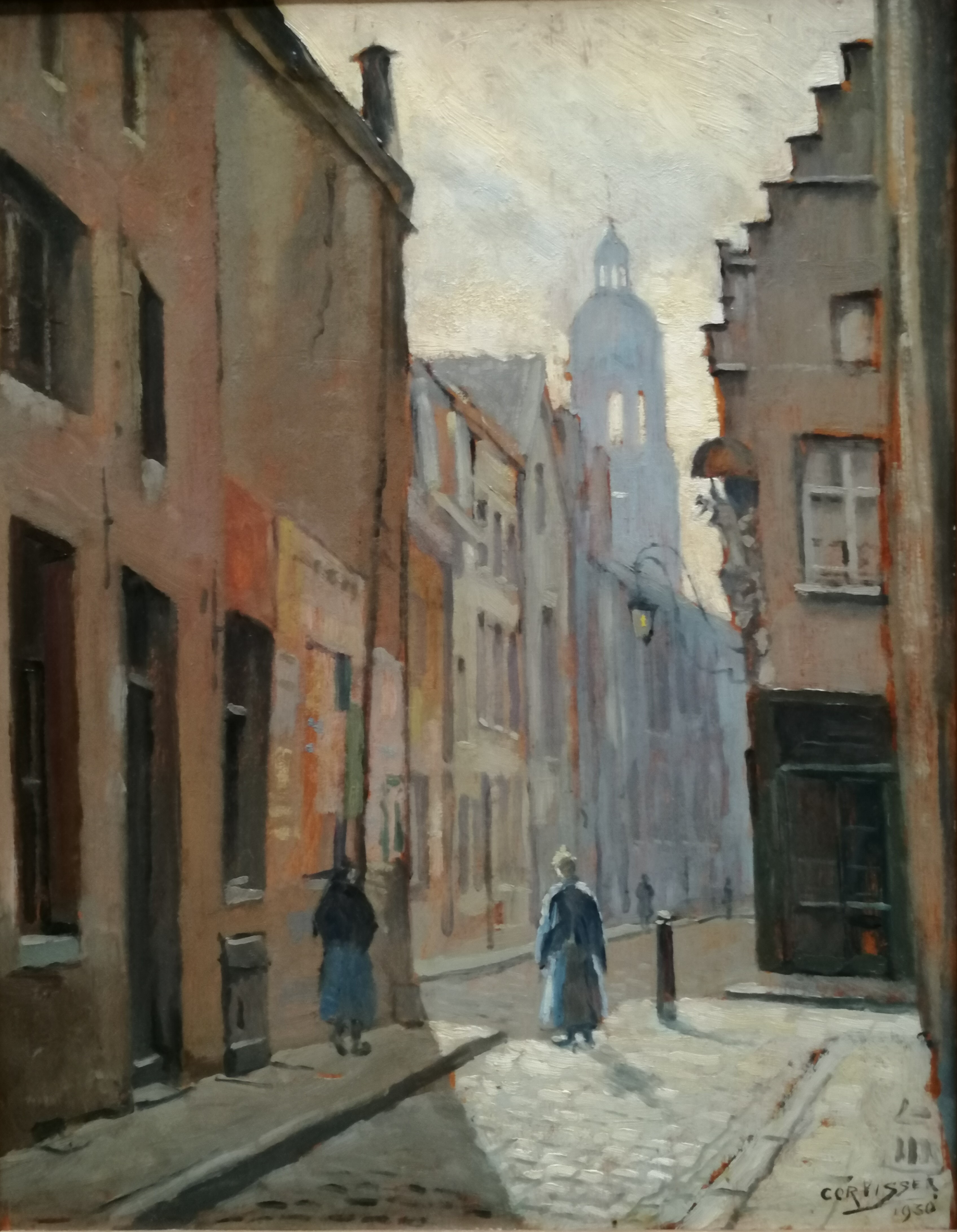 Cor Visser - Vrijdagmarktstraatjes te Antwerpen verkocht voor € 250!