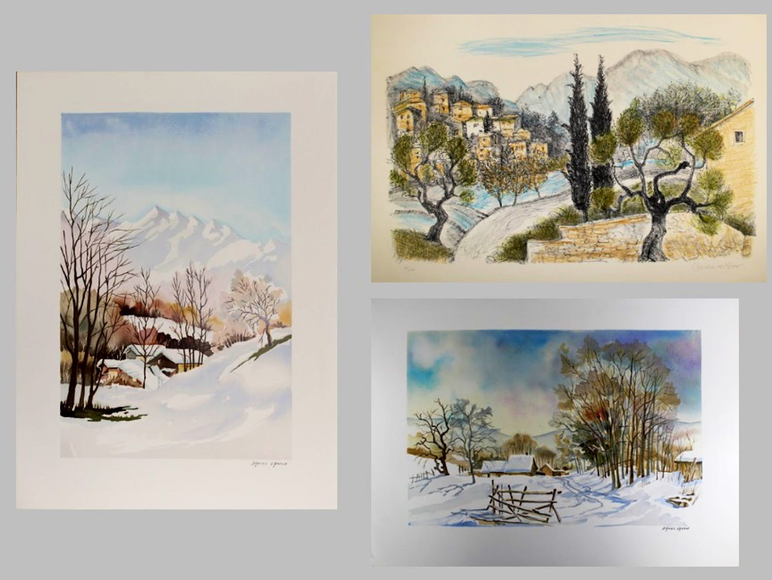 Chris de Moor - e.a: drie handgesigneerde lithografieën: Landschappen kopen? Bied vanaf 18!