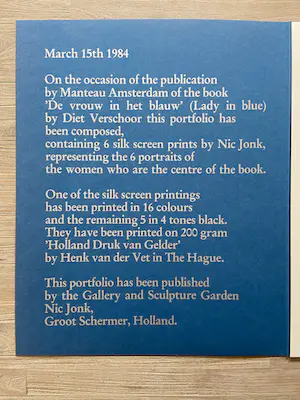 Nic Jonk - ‘Lady in Blue’ - 6 gesigneerde zeefdrukken kopen? Bied vanaf 25!