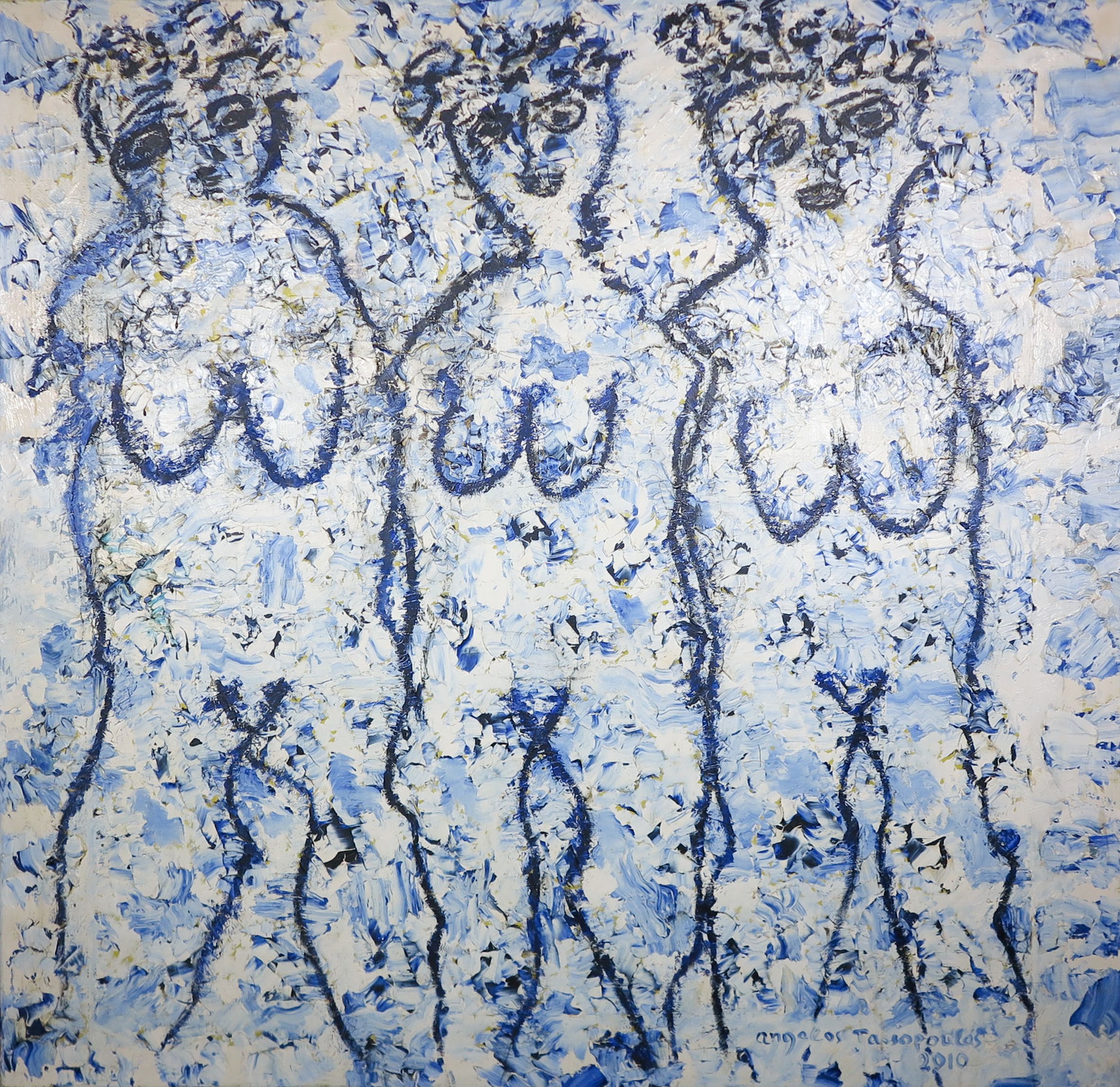 Angelos Tassopoulos - Olieverf op doek, Compositie met drie figuren - Zeer groot kopen? Bied vanaf 150!