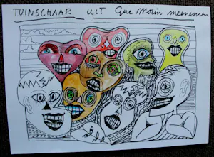 Ernst Vijlbrief - Met aquarel ingekleurde pentekening: Tuinschaar uit Gue Morin meenemen kopen? Bied vanaf 50!