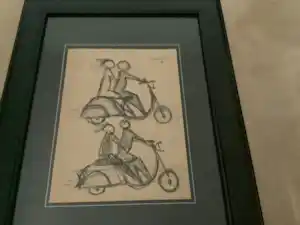 Siep van den Berg - Koopje : Origineel werk , titel scooters . Gesigneerd en ingelijst verkauft für € 50!