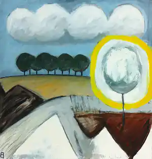 Philip Vencken - Olieverf op doek, Vlaanderenland (Groot) verkocht voor € 100!