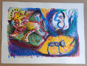 Rik van Iersel - KLEURRIJKE FIGUREN / KLEURLITHO / 57x77cm / SIG / 1990 kopen? Bied vanaf 35!