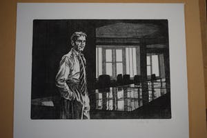 Ed van der Kooy - Ets - Lege Vergaderzaal kopen? Bied vanaf 50!