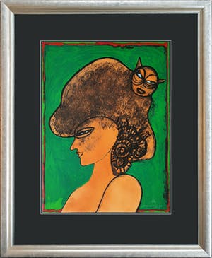 Corneille - "Femme, chat et oiseau" - Groot - Imposant ingelijst (nieuw) kopen? Bied vanaf 690!