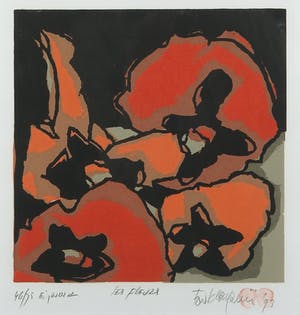 Fon Klement - Boardsnede, Les Fleurs - Ingelijst kopen? Bied vanaf 100!