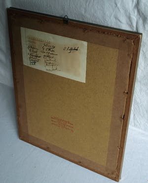 Marius Johannes Janssen - Ingelijste en ingekleurde ets , Zakkendragershuisje Schiedam – ca. 1950 kopen? Bied vanaf 35!