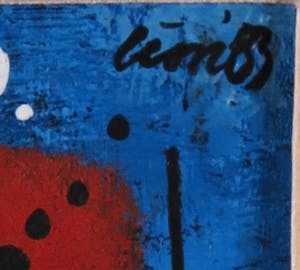 Leon Savelsberg - Gouache op papier, Blauw rood kopen? Bied vanaf 1!
