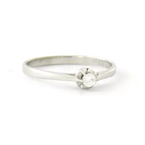 14k witgouden solitair ring met briljant geslepen diamant tot. 0.09ct – F/G - SI kopen? Bied vanaf 190!