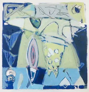 Piet Warffemius - Handbeschilderde zeefdruk, Abstracte compositie - Ingelijst kopen? Bied vanaf 50!