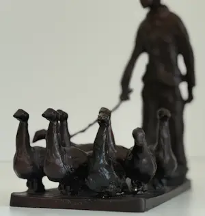 Piet Brouwer - metalen sculptuur | 'n Gaanzendriewer' | 1997 kopen? Bied vanaf 450!