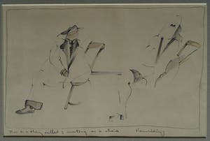 Hans Konings - Ingelijste tekening , “Meeting on a Chair” kopen? Bied vanaf 35!
