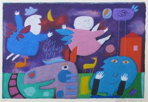 Wouter Stips - Zeefdruk, Fly daddy fly - Ingelijst kopen? Bied vanaf 50!