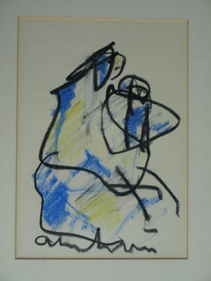 Anton Heyboer - Pastel, “Moeder en kind” – gesigneerd & ingelijst kopen? Bied vanaf 1!