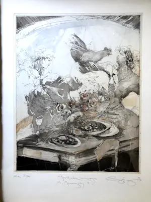 Jürgen Görg - Mr. Goldenberg und Schmuyle, M. Mussorgsky 8 - Ets, Massief Ingelijst kopen? Bied vanaf 60!