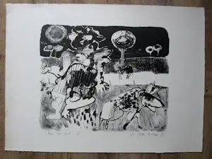 Henri de Haas - Litho: vrouw met hond I - 1968 kopen? Bied vanaf 39!