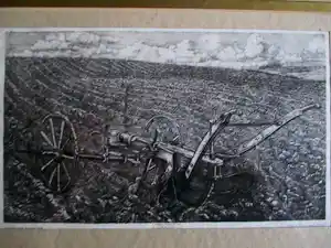Pieter Dupont - Ingelijste ets La Charrue verkauft für € 40!