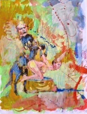 Peter Klashorst - Erotische voorstelling - Ingelijst - Acryl en collage -Unicum- In Prijs verlaagd kopen? Bied vanaf 49!