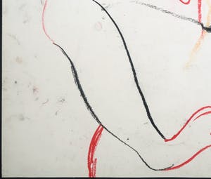 Anton Martineau - Krijttekening, Vrouw met pluimenhoed wenkt een donker dier (Groot) kopen? Bied vanaf 70!