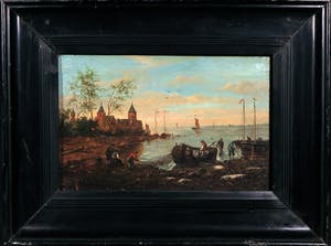 Niet of onleesbaar gesigneerd - Olieverf op paneel, Uitzicht op zee - Ingelijst kopen? Bied vanaf 1!
