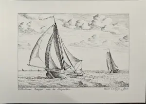 Peter Dorleijn - 4 gravures van platbodems op de Zuiderzee kopen? Bied vanaf 40!