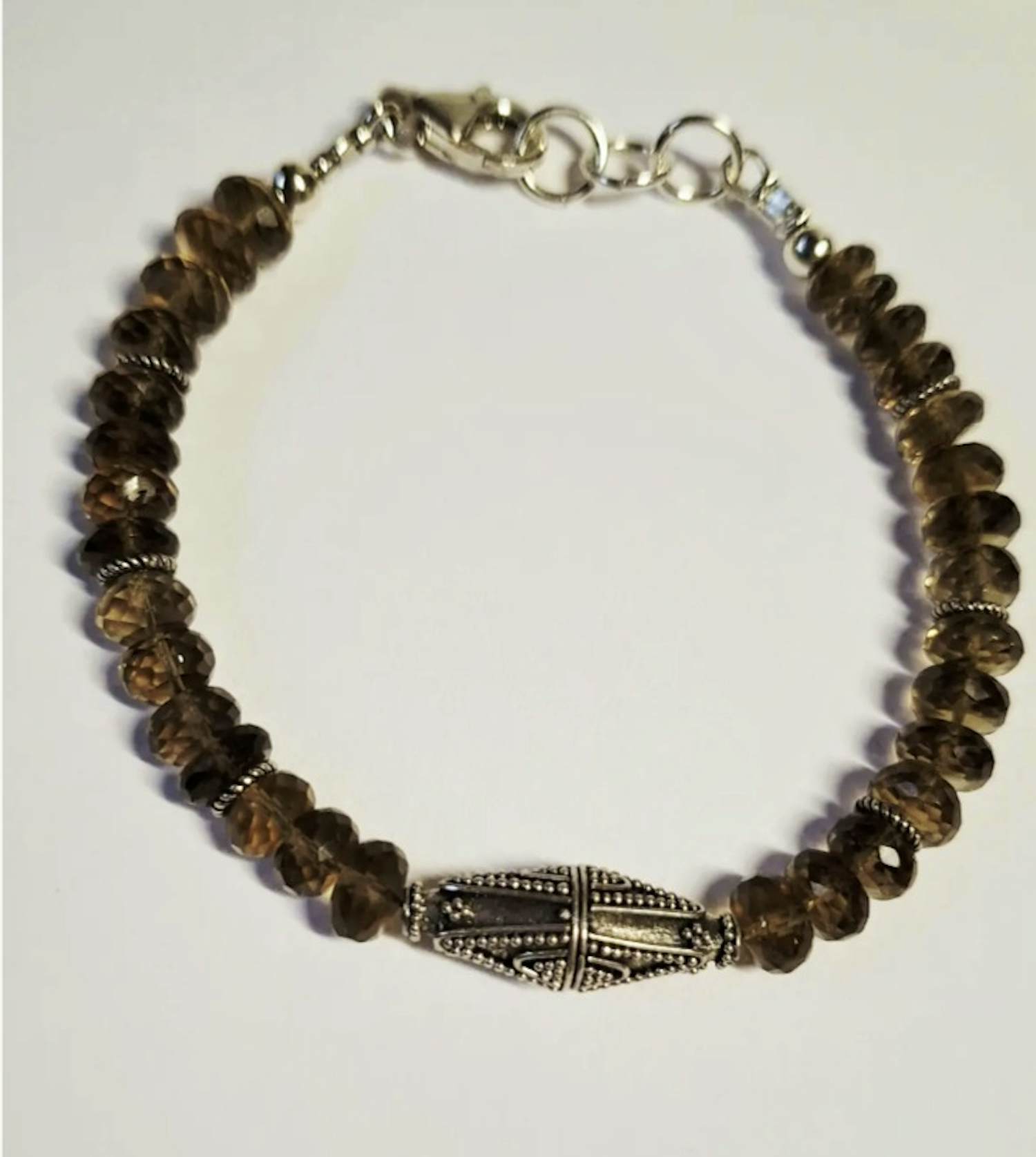 Nieuwe zilveren Armband met facet geslepen rookkwarts kopen? Bied vanaf 75!