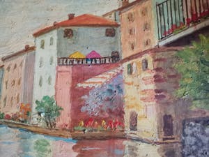Amedeo Boschetti - Italiaans dorpszicht van op het water kopen? Bied vanaf 1!