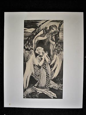 Femmy Schilt-Geesink - Mooie Lithografie "de Annunciatie" ontwerp voor glas in lood raam - 7 ex. kopen? Bied vanaf 27!